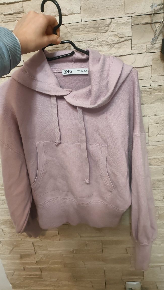 Liliowa bluza z kapturem Zara r. S