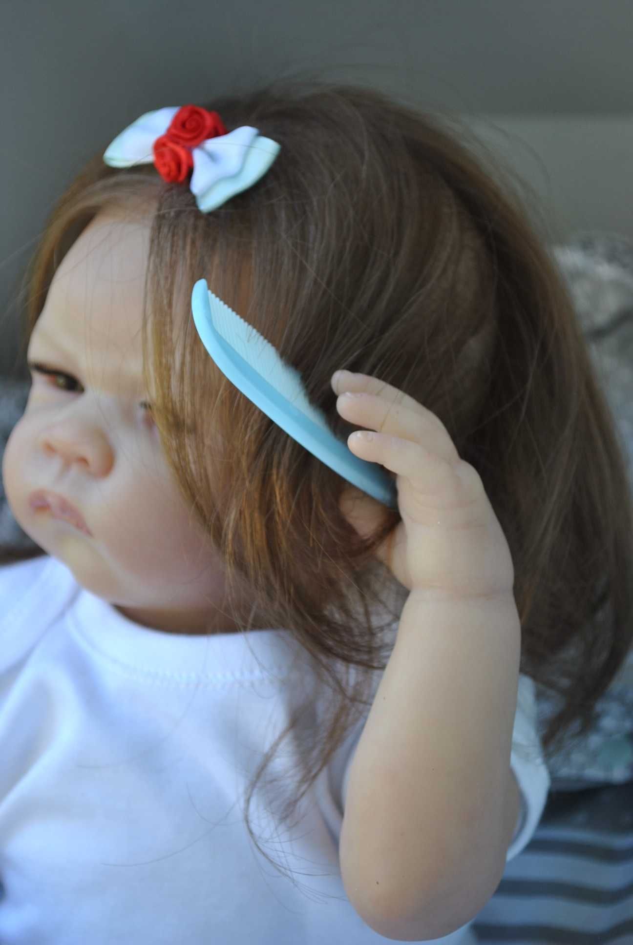 ręcznie wykonana lalka reborn naturalne włosy i rzęsy silikon vinyl
