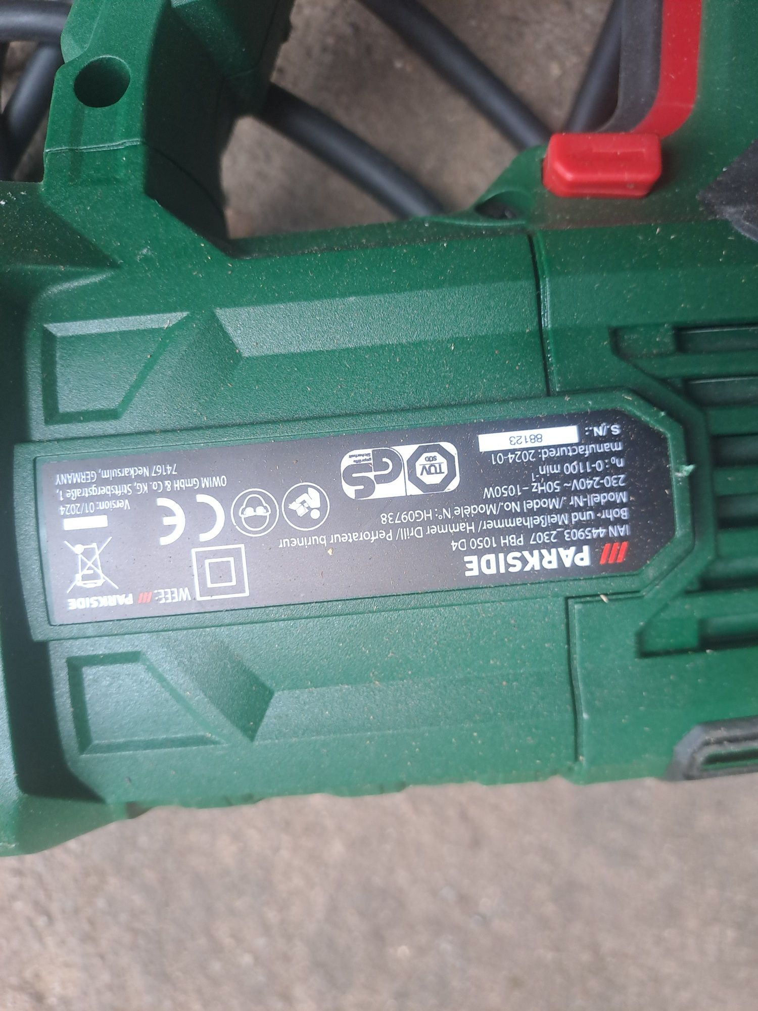 mlotowiertarka wiertarka udarowa udar parkside PBH 1050 D4