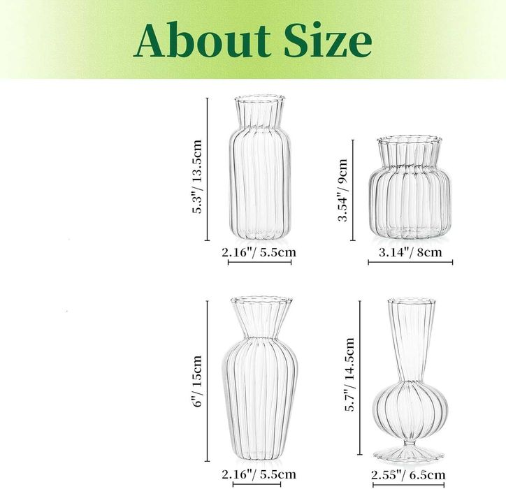 Szklany wazon / wazony / świecznik / świeca / 4szt !A404-A!