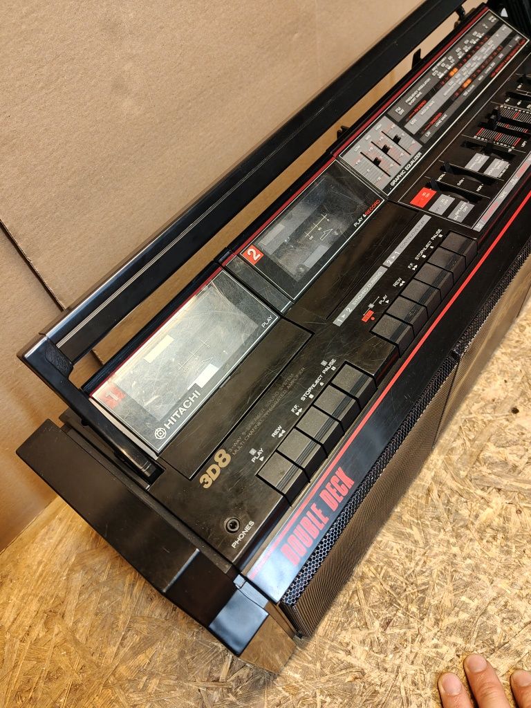 Boombox HITACHI TRK-3D8E - Super Woofer, retro, vintage