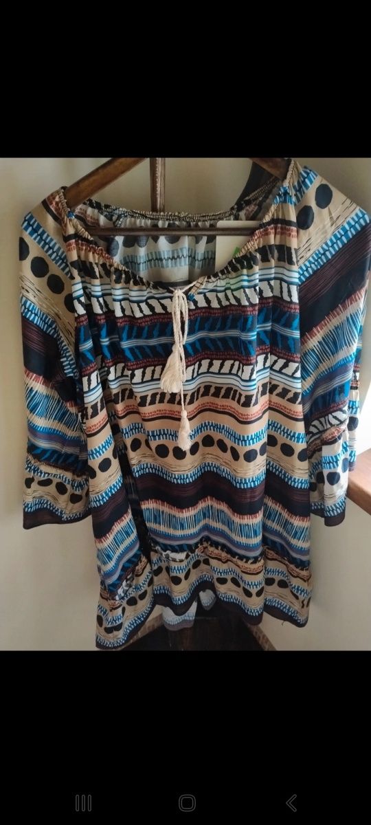 Duza wzorzysta tunika w stylu boho plus size
