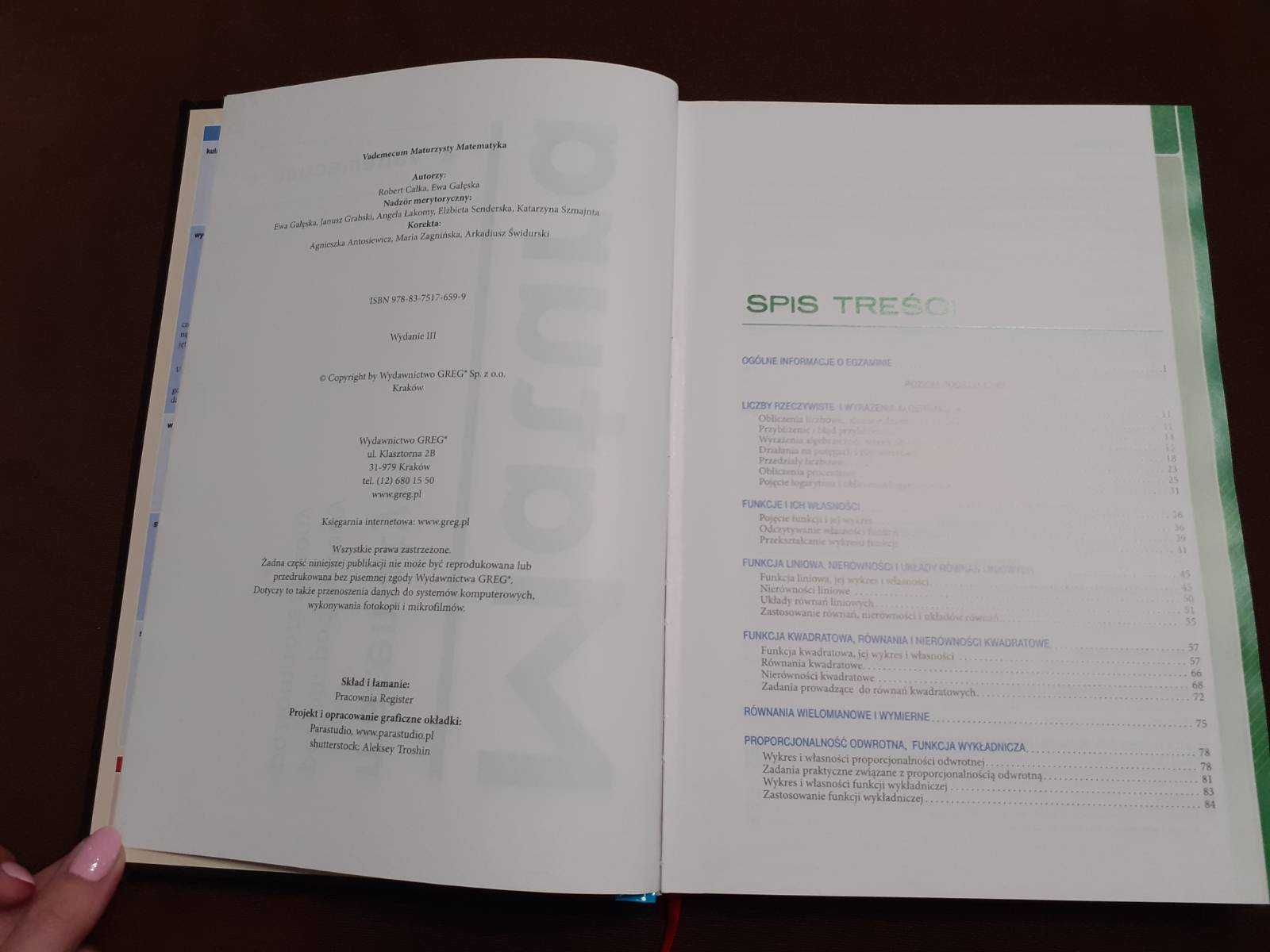 Matematyka matura vademecum Greg; Jak nowa; Wrocław