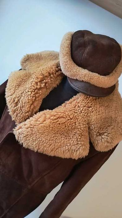 kożuch męski vintage prl z czapką