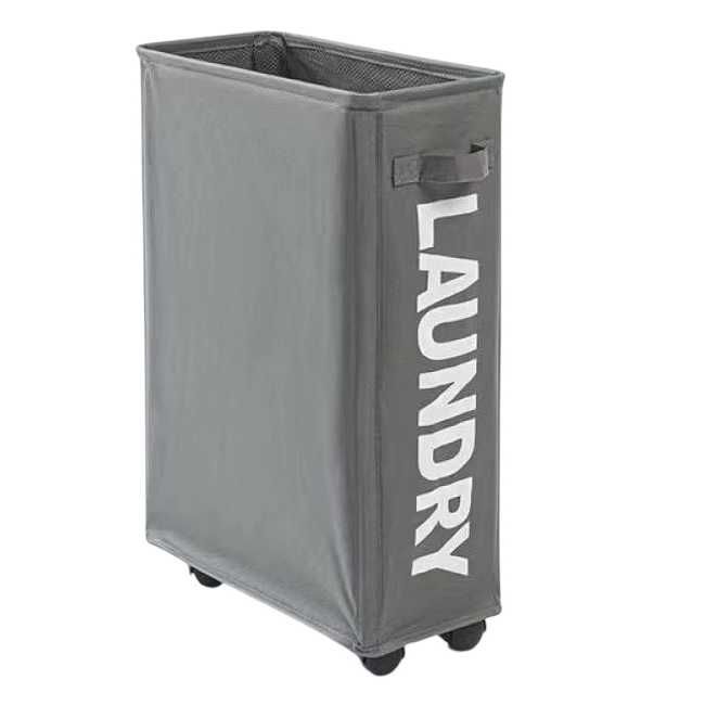 Kosz na Pranie Bieliznę Zabawki Mata do Jogi na Kółkach Składany Szary