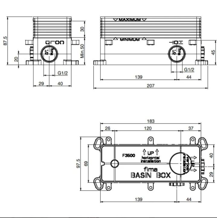 Fima Fimabox F3500 2 sztuki element podtynkowy do baterii