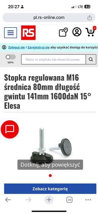 Stopka regulowana stopka wahliwa elesa gantner