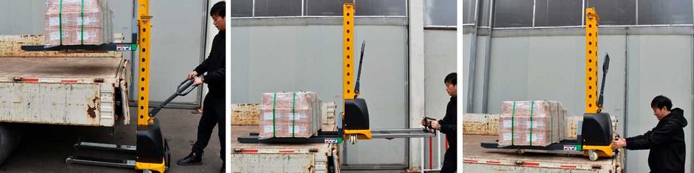 Wózek samozaładowczy paleciak elektryczny 500kg 130 cm innolift tacker