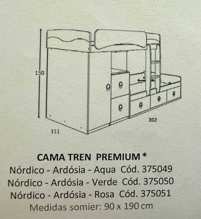 Cama tren premium /beliche duplo com 5 gavetões e muita arrumação