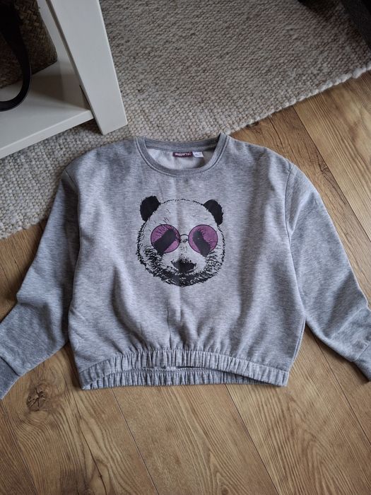 146cm, szara ocieplana bluza dziewczęca