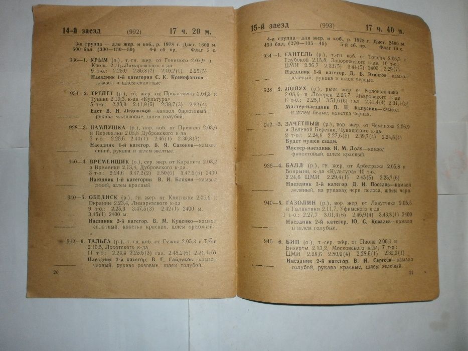 Харьковский Ипподром Бега Программа Рысистых испытаний 1981г