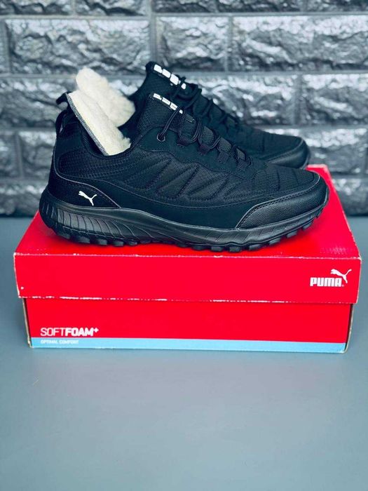 мужские зимние кроссовки puma черные непромокаемые кросовки пума