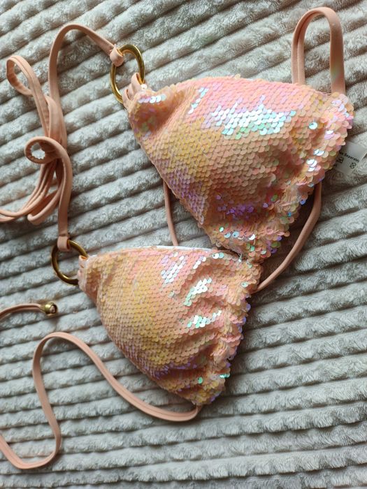 Strój kąpielowy syrenka, cekiny, góra bikini S 36, nowy bez metki