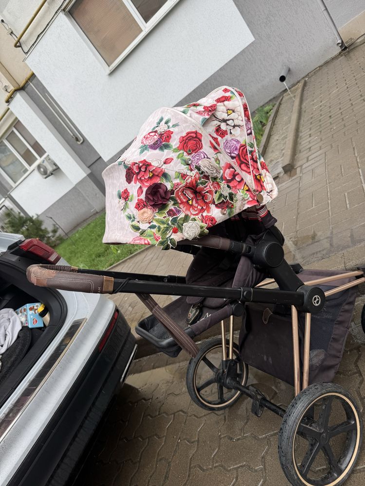 Cybex Priam 4.0 коляска 2 в 1 Blossom Light шасси Rosegold