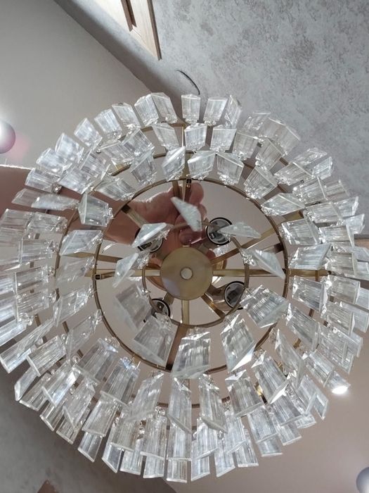 Nowa lampa żyrandol złota z kryształami 4 żarówki wisząca piękna