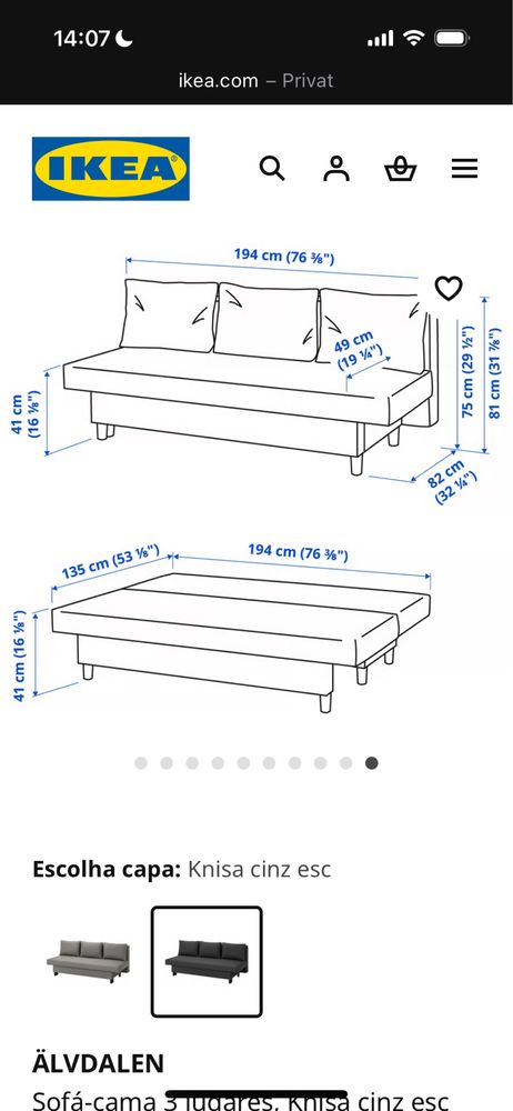 Sofa-Cama (Ikea) semi-novo