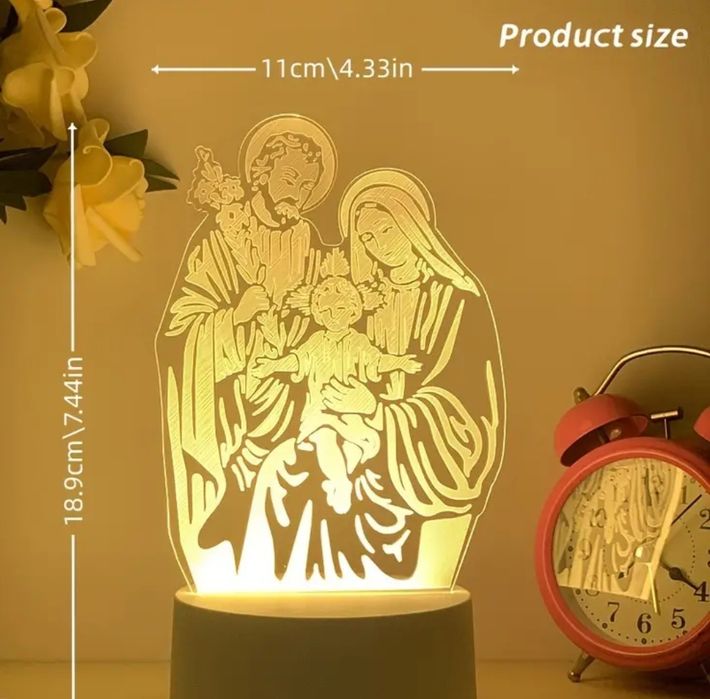 "Święta Rodzina"-przepiękna lampka 3D!Brelok z aniołkiem gratis.