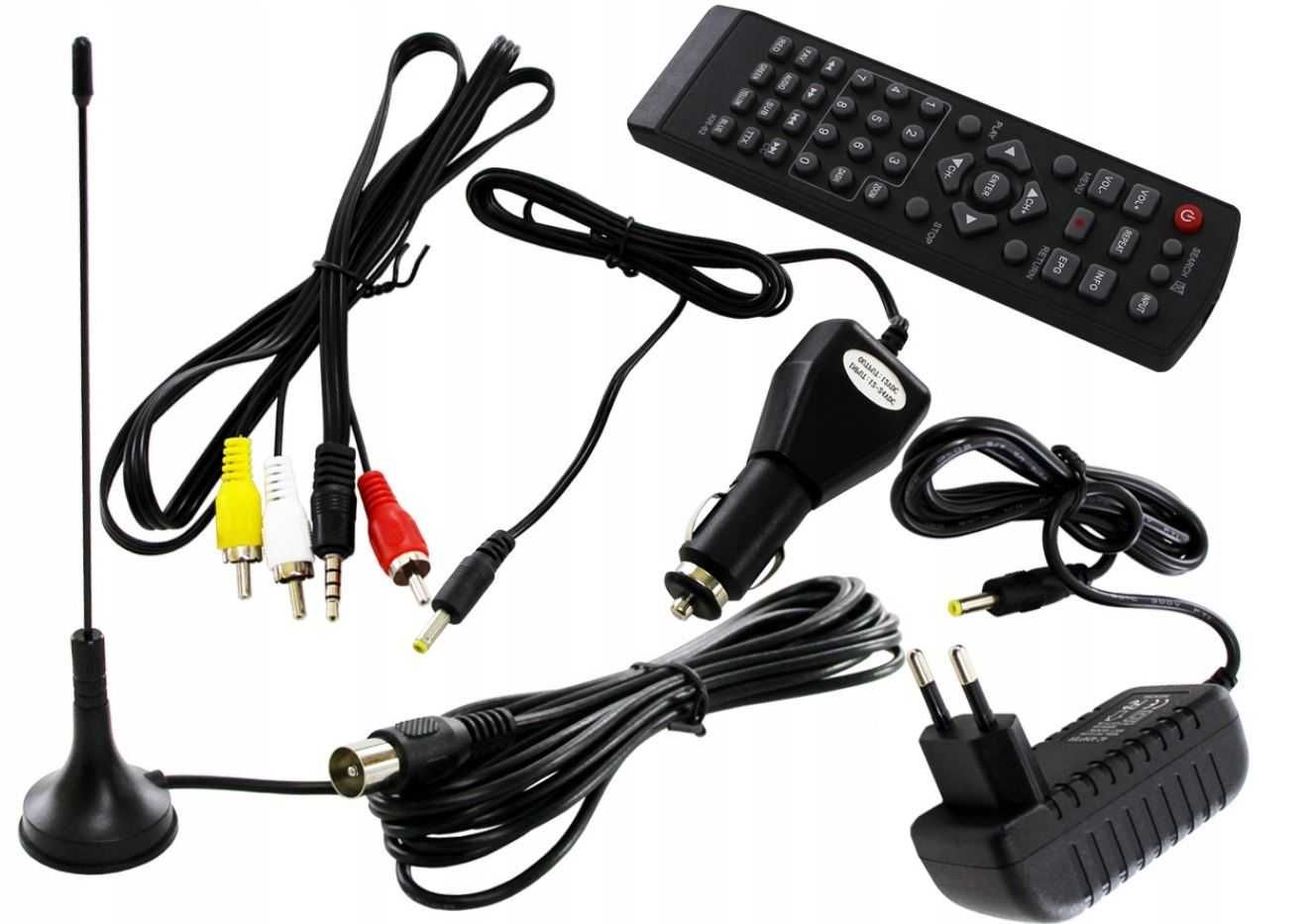 Telewizor Samochodowy Przenośny 15,4" TV DVBT2 12V d Domu 230V USB TIR