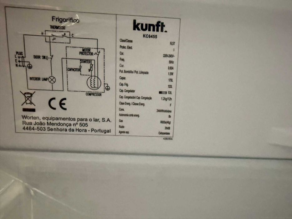Frigorífico KUNFT Combinado - Em perfeito estado (Branco)