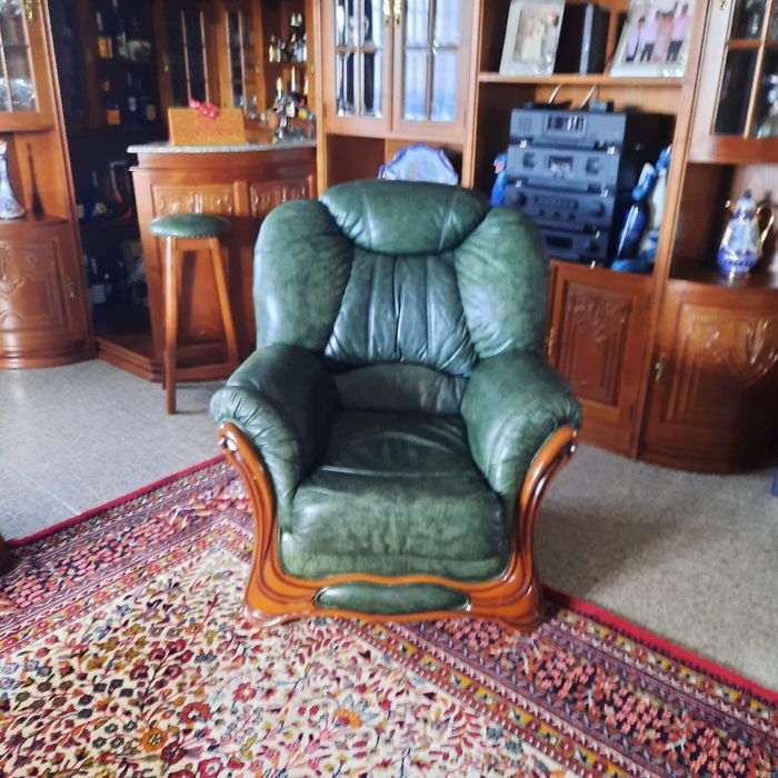 1 sofa que faz cama, 2 cadeirões + 1 carpete