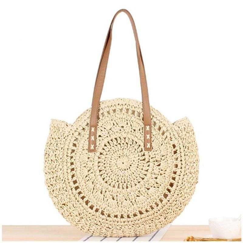 Bolsa redonda efeito palha