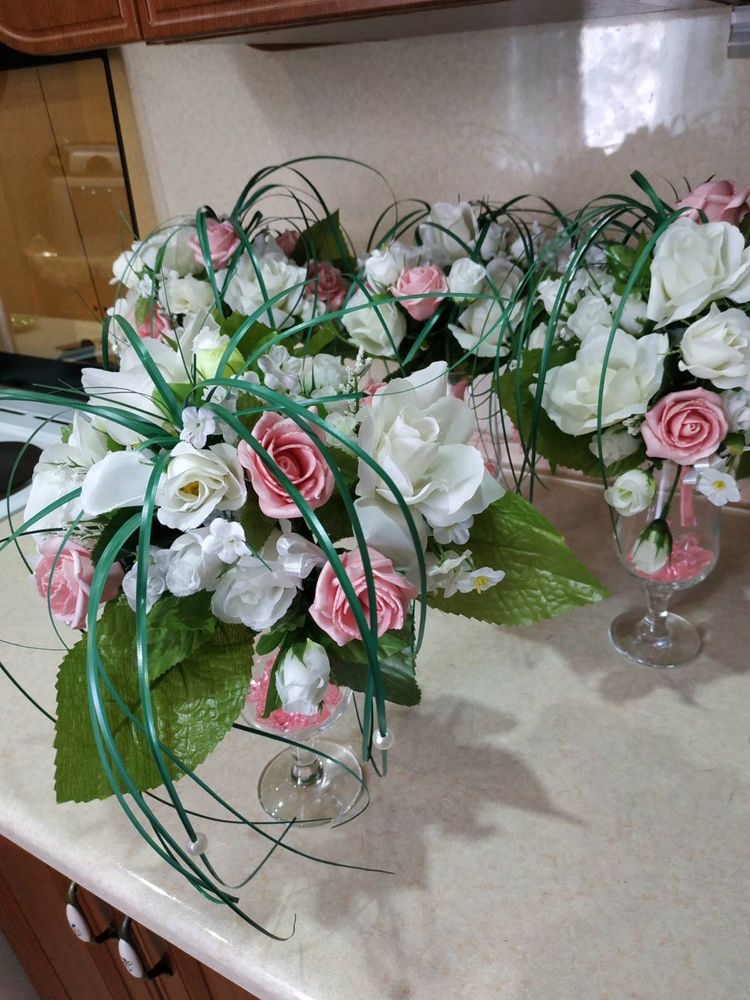 Свадебное украшение на столы гостей, цветочная композия, аксессуар