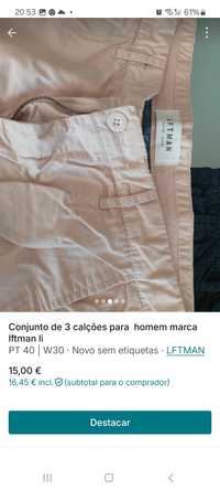 Pack de 3 calções para homem tamanha 40