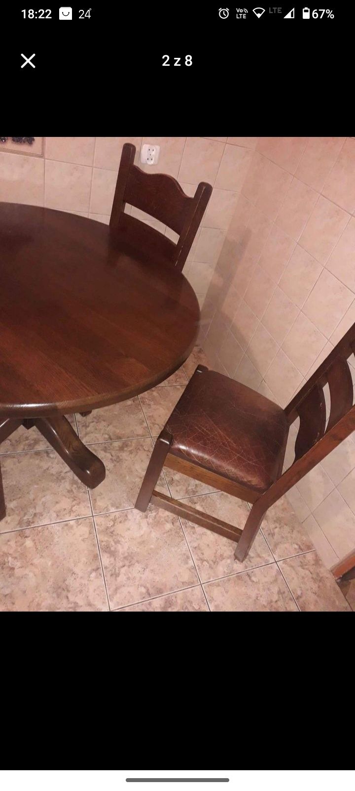 Stół dębowy z krzesłami