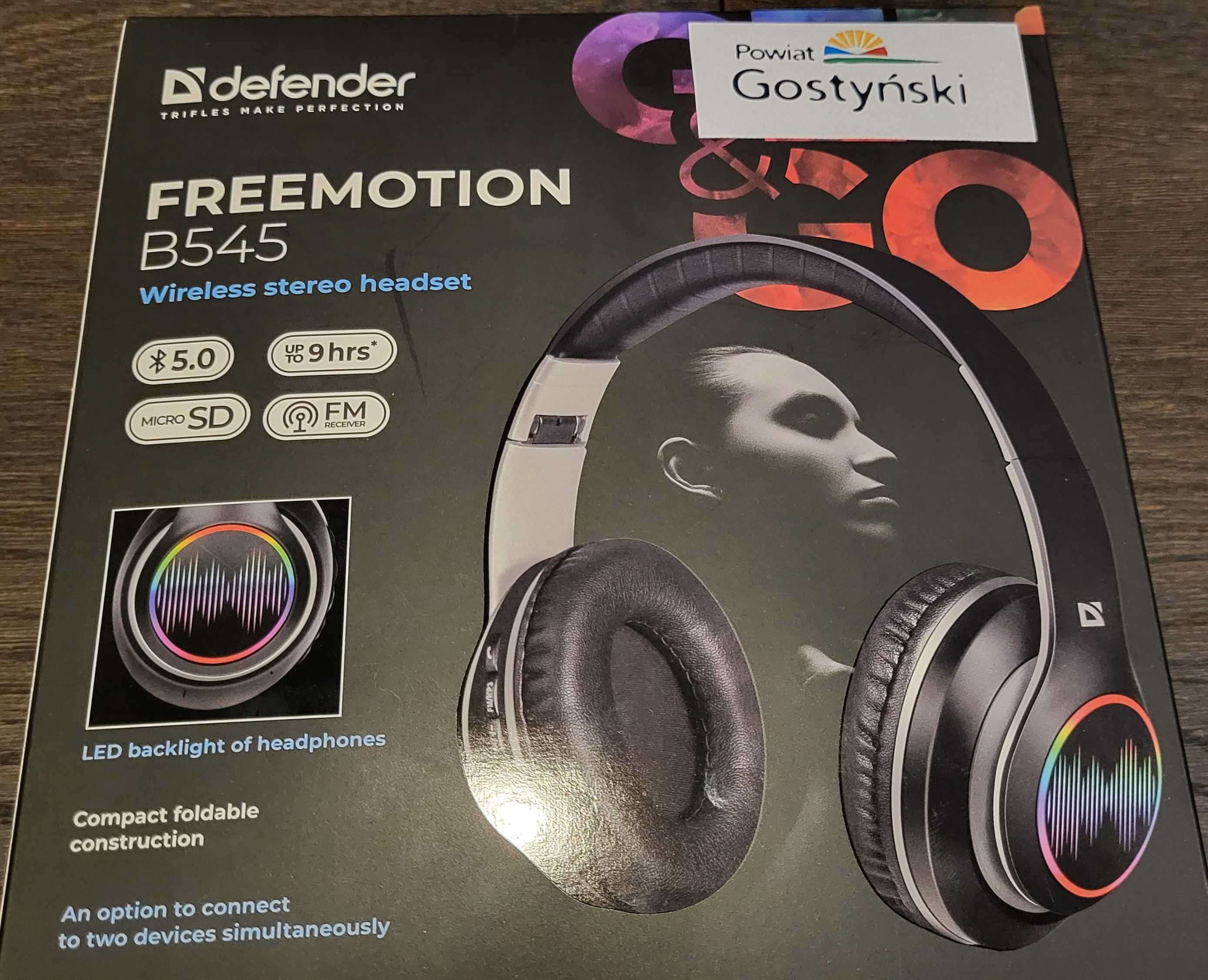 Słuchawki Defender Freemotion B545 wireless stereo headset. NOWE