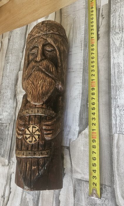 Dębowa rzeźba słowiańska Swarożyc Swaróg Kołowrót figurka drewniana XL