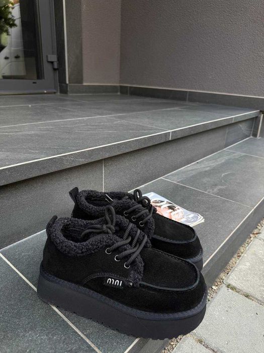 Жіночі зимові лофери [36-40] натуральна замша, хутро | тепле взуття