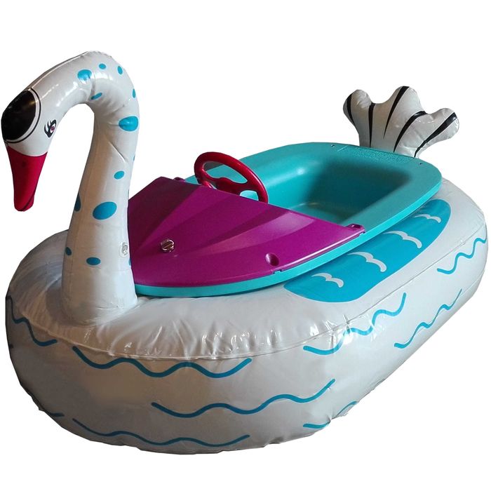 Biały łabędź ponton dmuchany koło elektryczna łódka na wodę łabądż