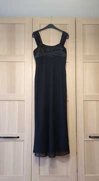 Wallis czarna długa prosta suknia na szerokich ramiączkach, r. 14