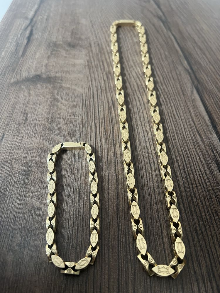 Złoty łańcuszek / łańcuch cartier i bransoletka cartier 585 90,7g 30,3