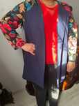 Nowa narzutka marynarka plus size granatową 50 52 w kwiaty