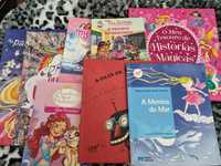 Vários livros princesas, mosca fosca, histórias mágicas