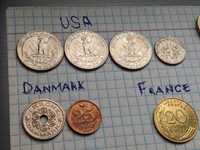 Монеты разных стран лот 42 шт. Quarter Dollar Dime Pound Penny