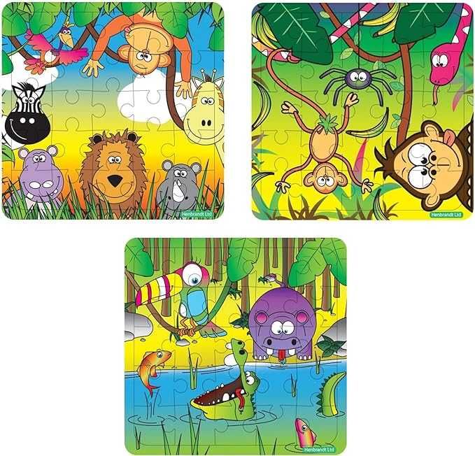 Puzzle 3w1 dla dzieci dżungla zwierzęta 25 elementów x3 N391