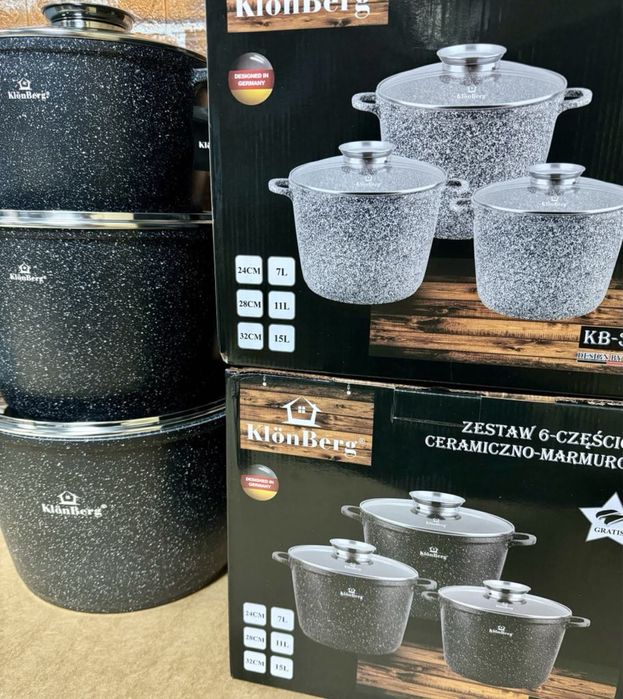 Zestaw dużych garnków.6el. Rosołowe.7L/11L/15L. Kolory