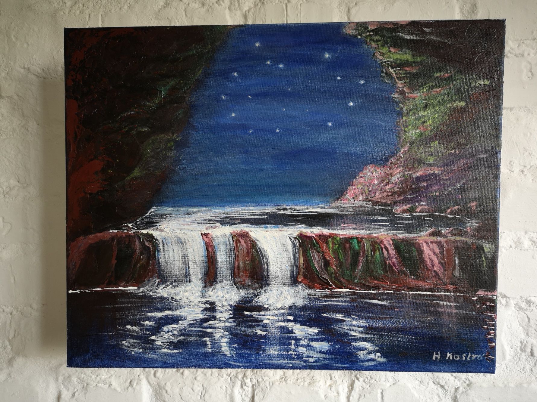 Obraz "Wodospad nocą "