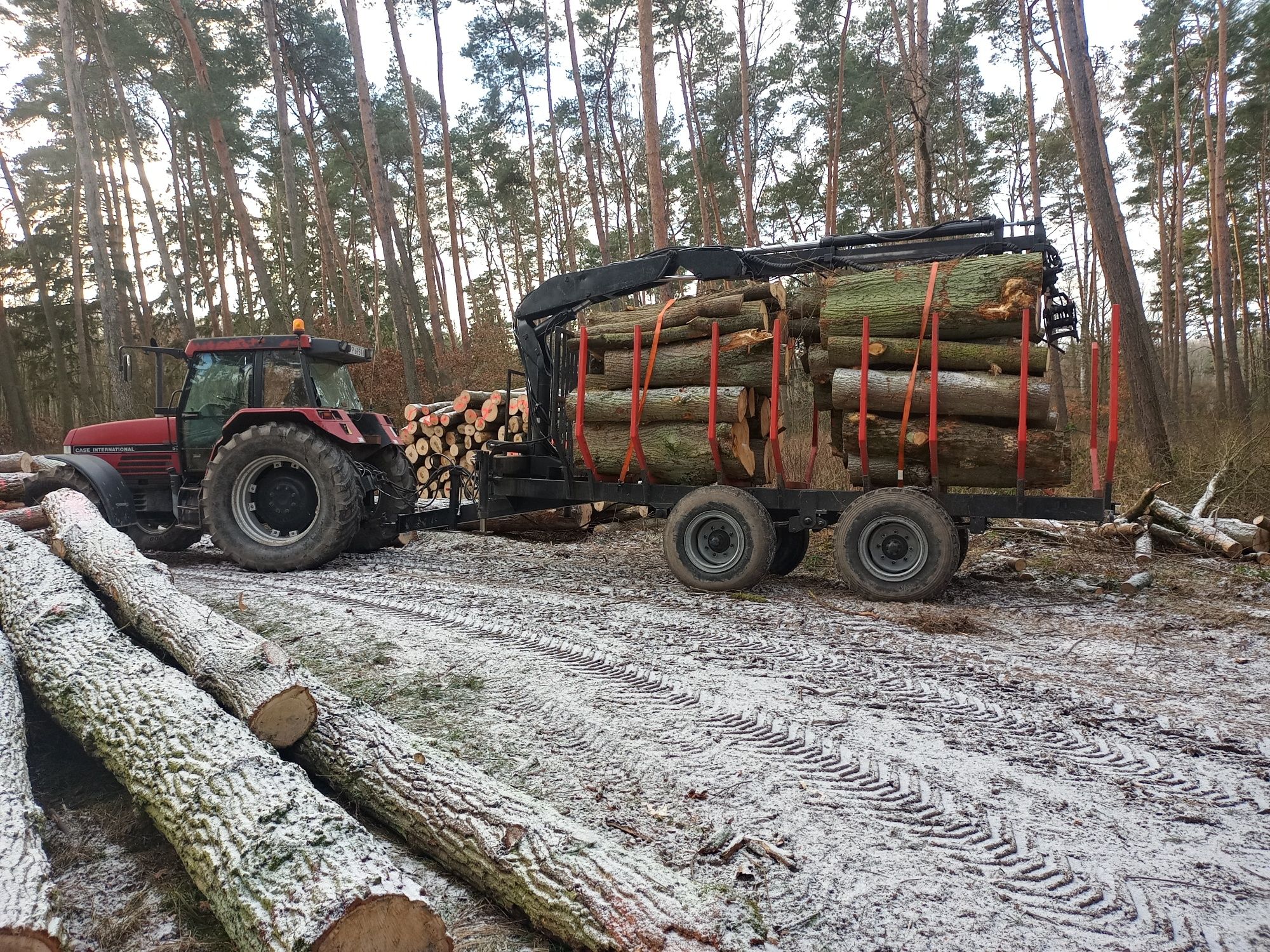 Drewno opałowe kominkowe z lasu transport HDS.