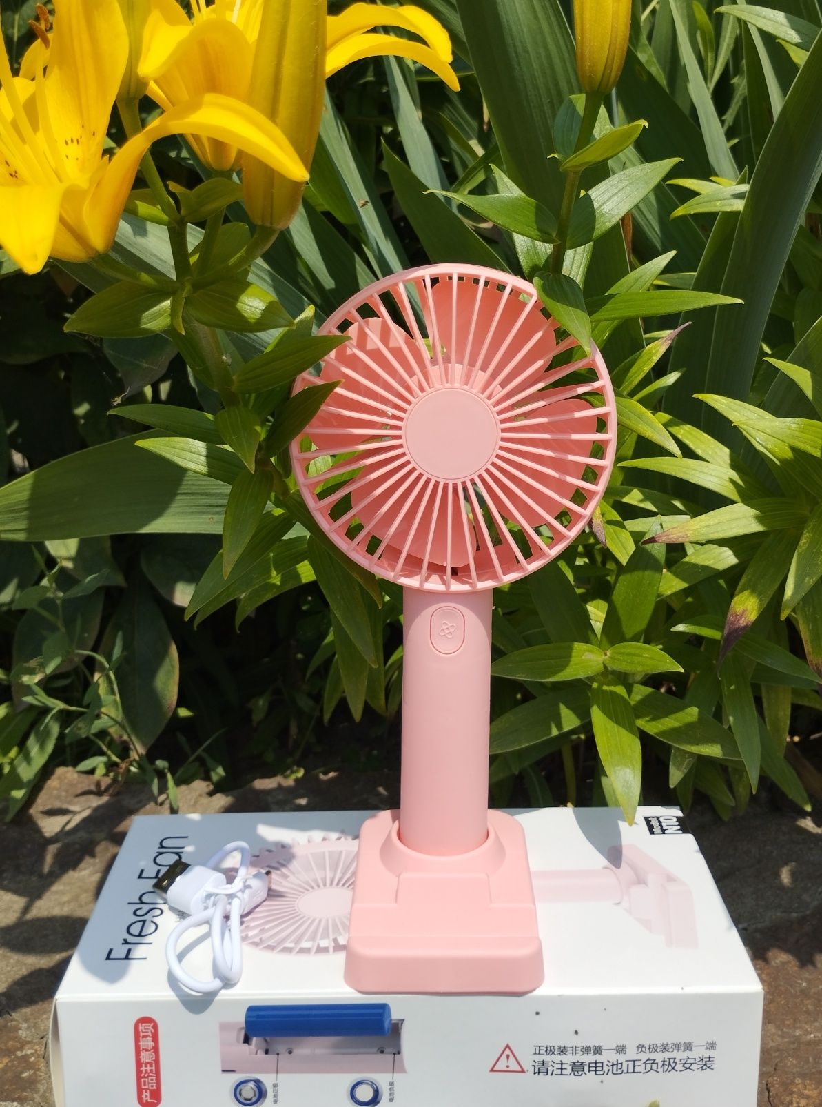 Мощный ручной-настольный вентилятор Fresh Fan, белый, голубой, фиол.