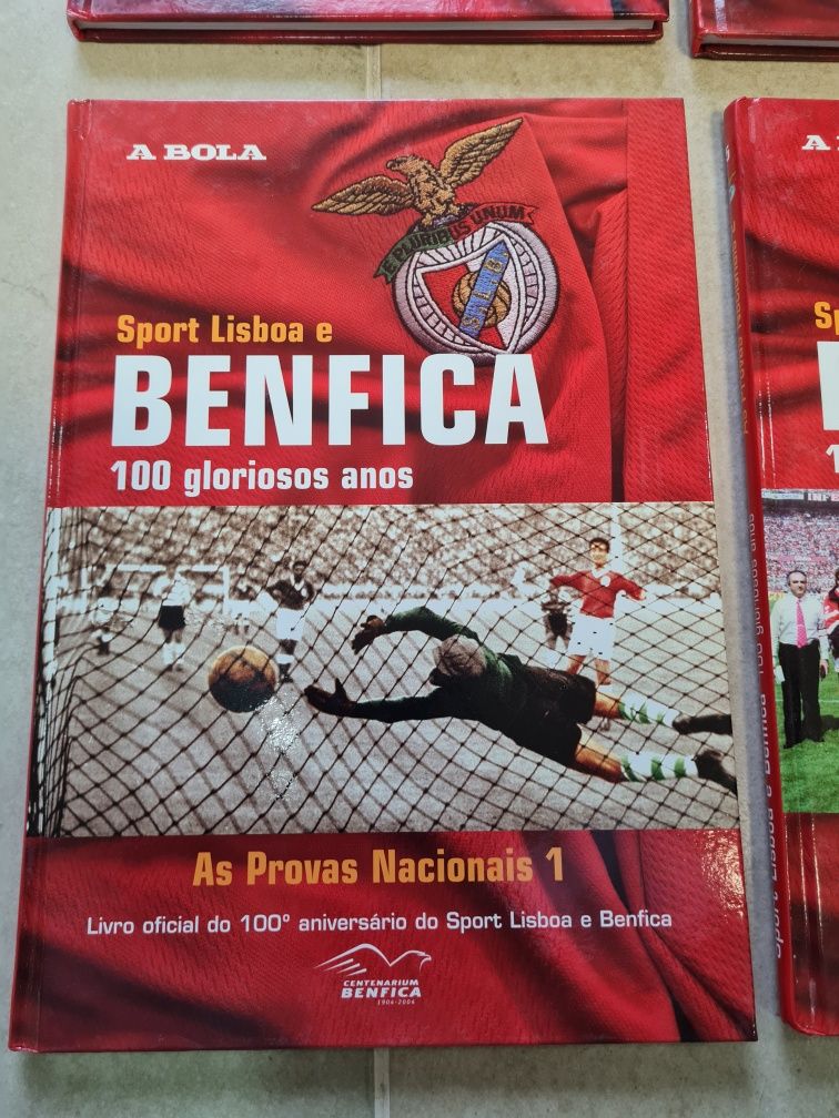 Conjunto 6 livros sobre o Benfica Centenário Edição A Bola