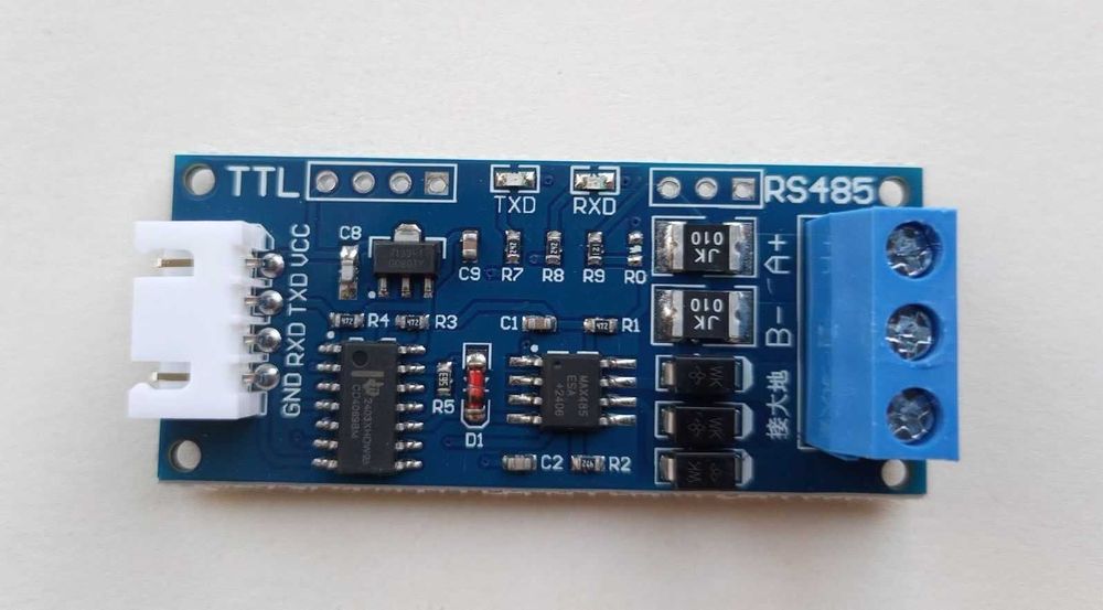 Переходник интерфейса UART TTL - RS485 на печатной плате с разьёмом