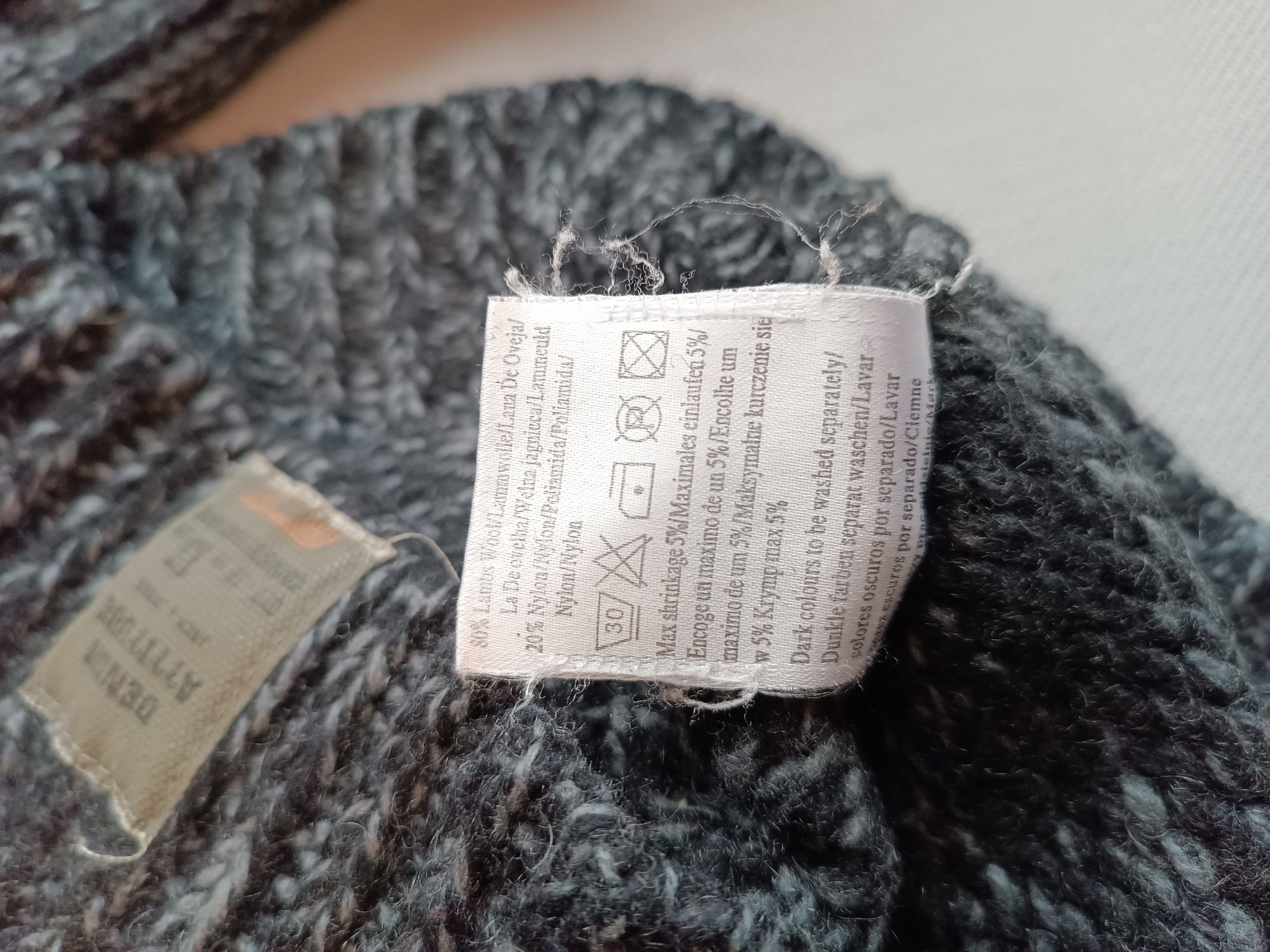 Jack & Jones sweter zasuwany 80% wełna jagnięca szary