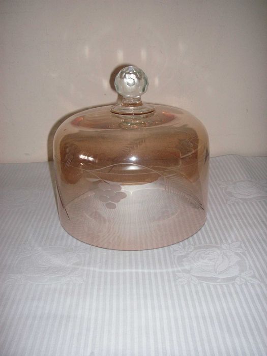 Queijeira com Tampa de Cristal e Prato de Vidro ( Muito Antiga )