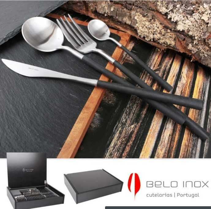FAQUEIRO BELO INOX - 24 Peças - BI NEO PRETO - ESTOJO MADEIRA