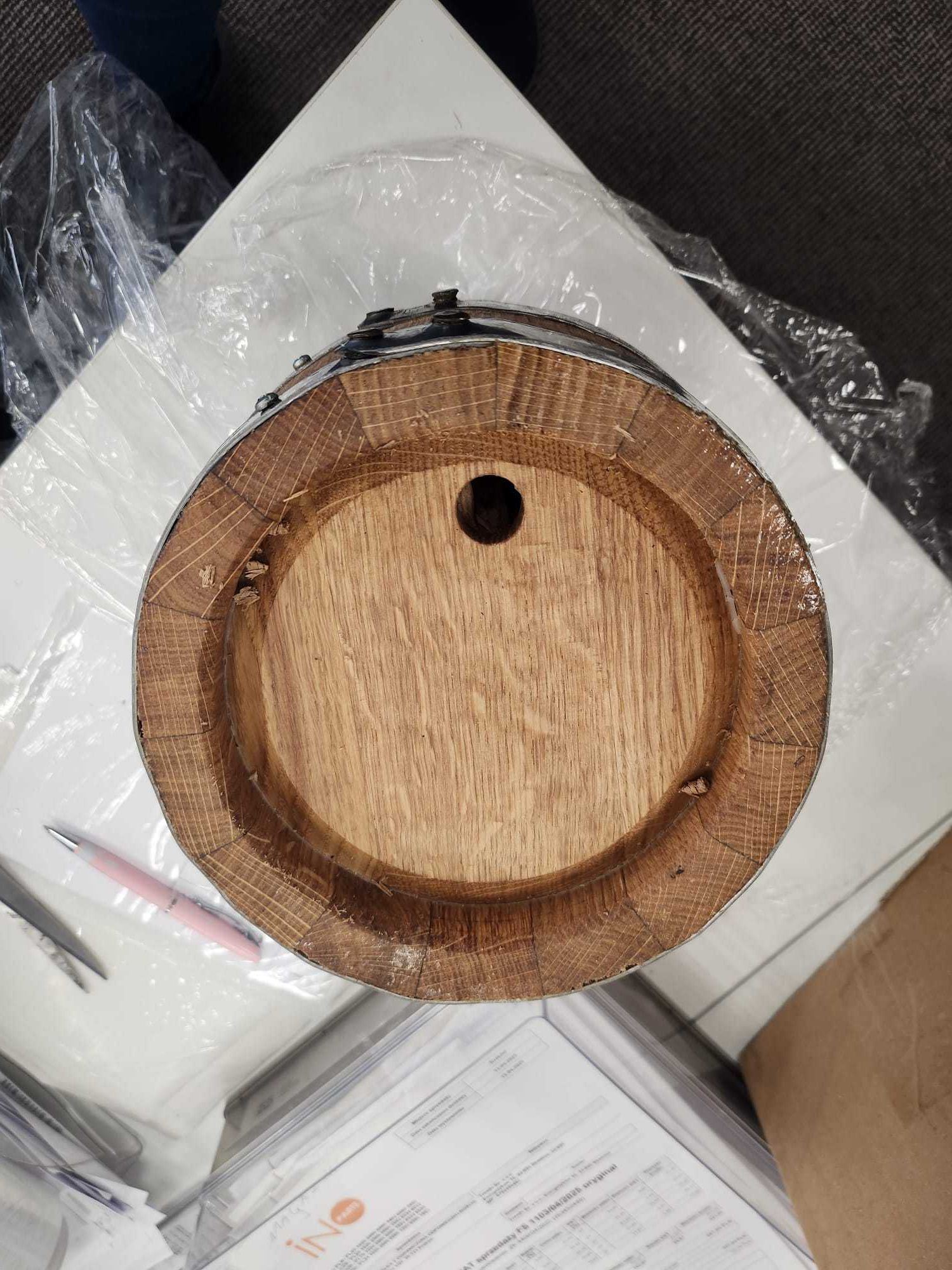 BECZKA DĘBOWA 3L  outlet nadaj się do dekoracji - uszkodzona