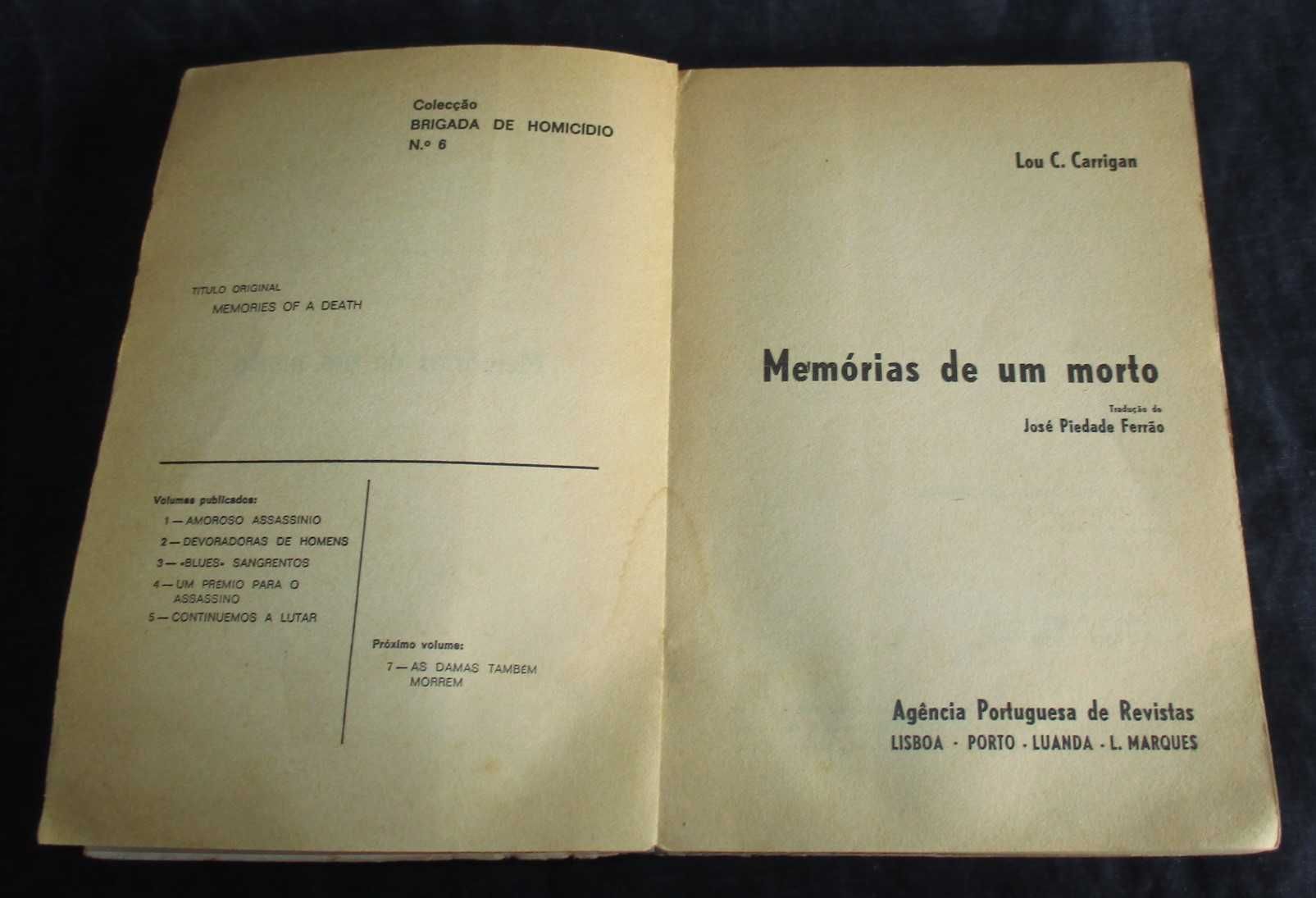 Livro Memórias de um Morto Lou C. Carrigan