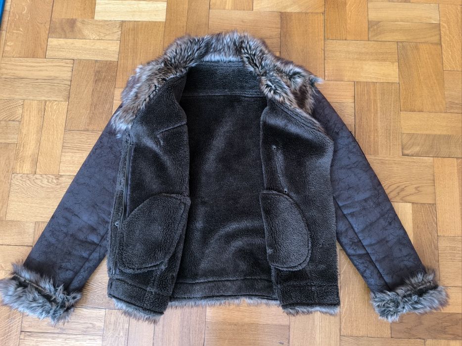 Kożuszek z futerkiem brązowy na zime r38